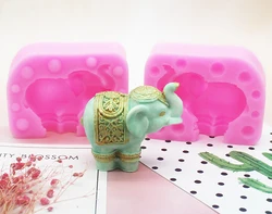 Lucky Elephant 3D Segment Incense Stone Incense Shigaomomusimo cake decorative mold silica gel mold C1362