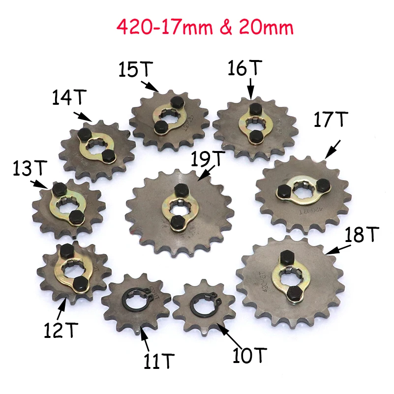 420# 17mm Front Engine Sprocket 10 11 12 13 14 15 16 17 18 19T Tooth For Dirt Pit Bike ATV Quad Go Kart Buggy Scooter