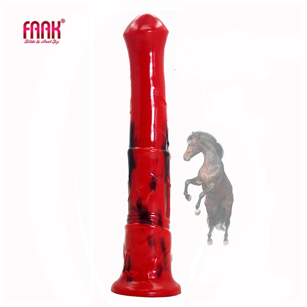 FAAK animal horse penis silicone long realistic dildo colorful red and black sucker cock anal sex toys for men women couples