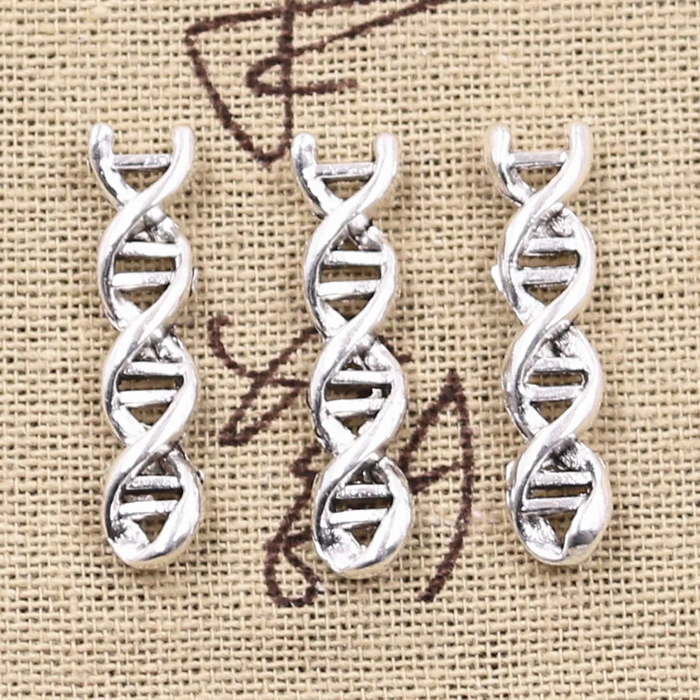 20pcs Charms Deoxyribonucleic Acid DNA 28x7x4mm Antique Silver Color Pendants DIY Crafts Making Finding Handmade Tibetan Jewelry