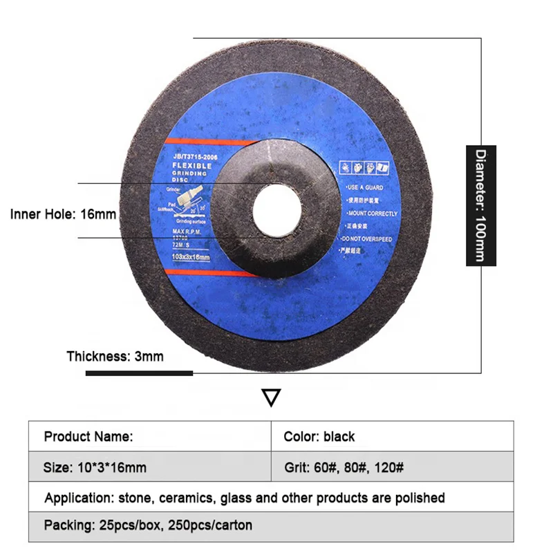 5PCS/Set 4 Inch 100mm Metal Polishing Pad Stainless Steel Grinding Pad Sharp Type Flexible Diamond Pad For Marble Granite Stone