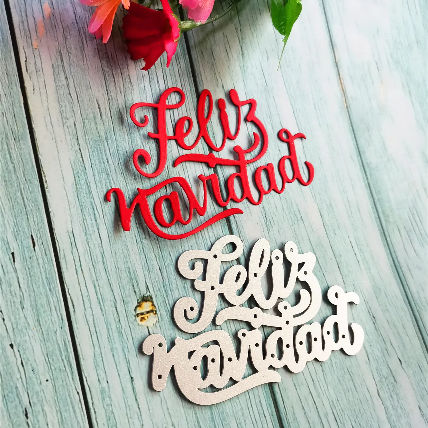 Nieuwe Spanje Woorden Vrolijk Kerstfeest Scrapbooking Stansmessen Reliëf Mes Template Voor Diy Papier Fotoalbum Kaart Maken Sterft Cut