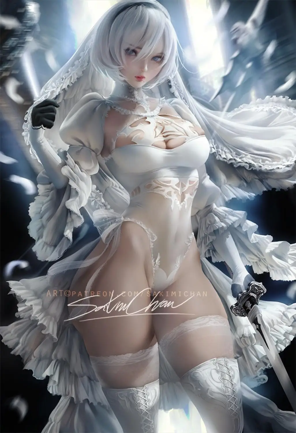 

Irelia H Custom made NieR:Automata Cosplays Fanart 2B Cosplay Costume YoRHa No 2 Type B bride wedding dress sexy dress female