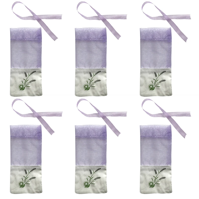 6pcs Sachets Flower Printing Lavender Fragrance cotton Sachet Bag for Seeds Portable Empty