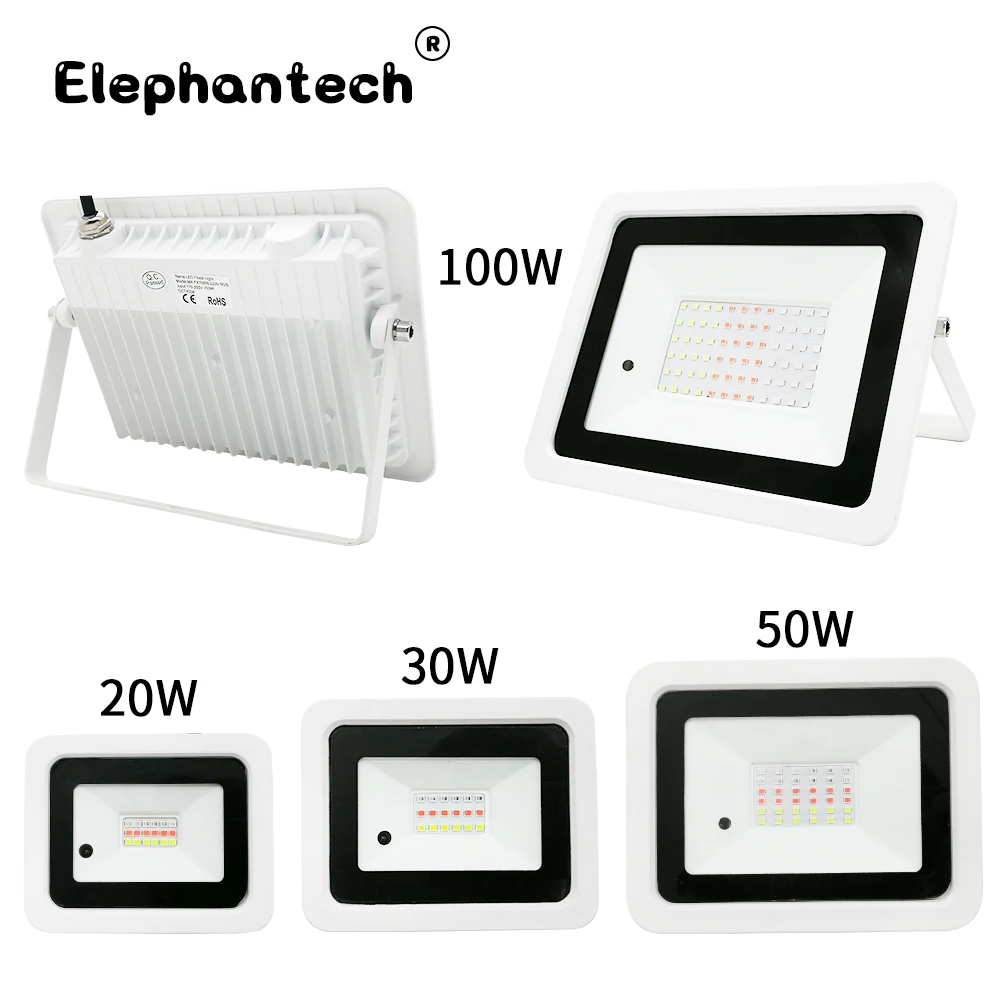 RGB Led Floodlight 20W 30W 50W 100W 220V/110V RGB Flood Light Outdoor Wall Washer Lamp Reflector IP68 Waterproof Garden Lighting