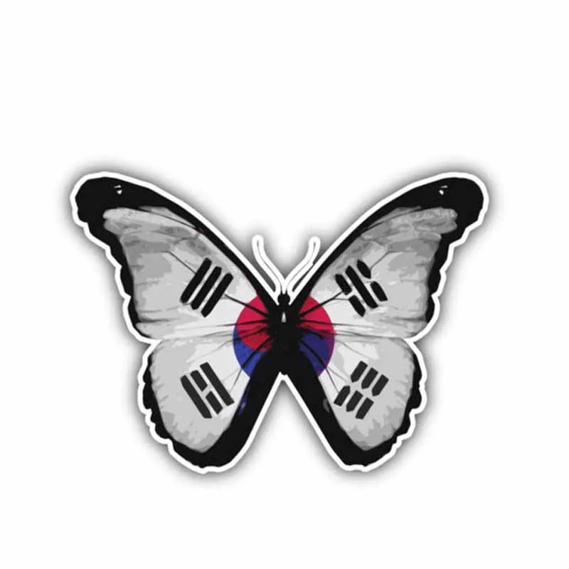 Fashion Car Sticker South Korea Butterfly Accessories Flag Vinyl Waterproof Decal  for Bumper Bodywork Windshield Window Kk10cm