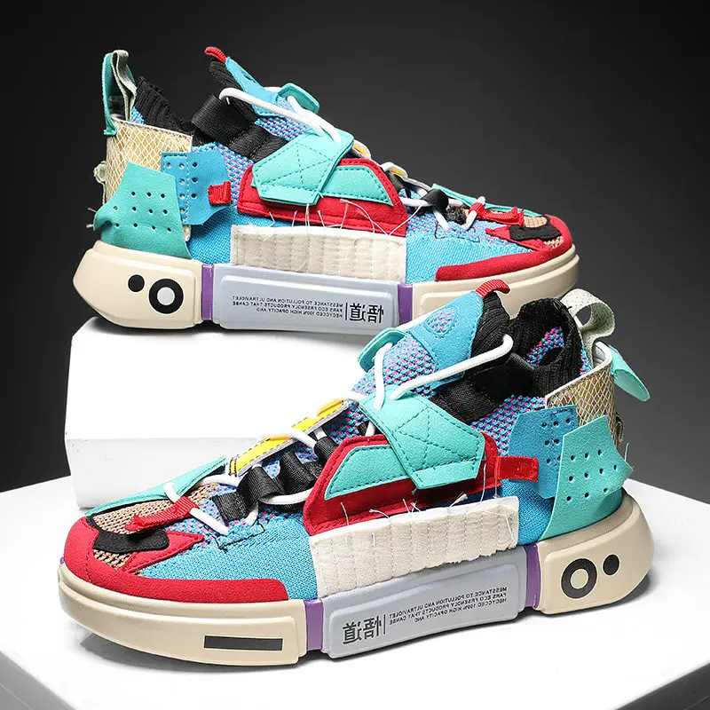 

New Fashion Designer High top Sneakers Men Streetwear Hip Hop Mens Trainers Trendy Colorful Casual Mens Shoes Chaussure Homme