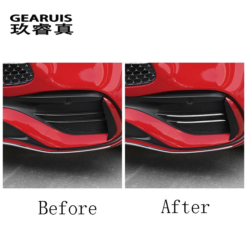 For Mercedes Benz C Class W206 Stainless steel Car Accessories Front Fog Lamp Lights Frame Strips Trim decoration Cover Stickers