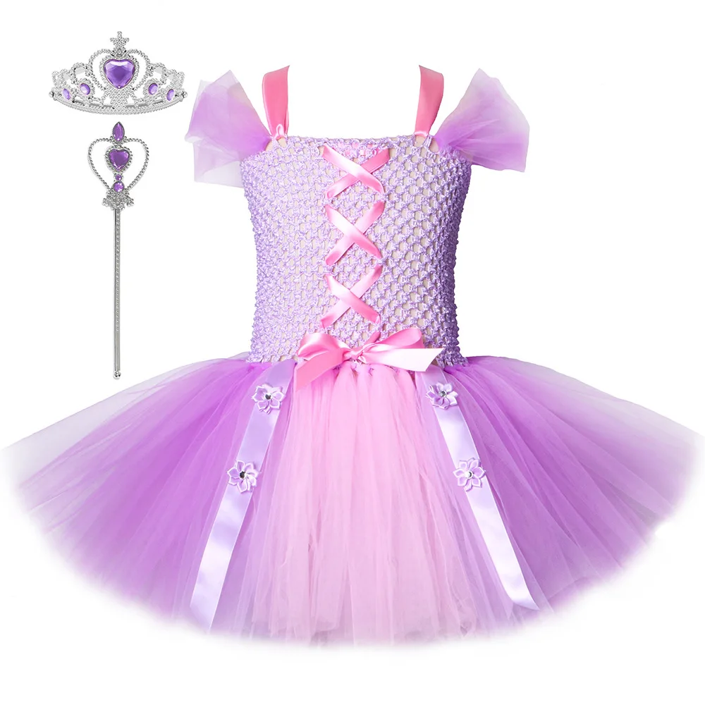 

2020 New Girls Princess Tutu Dress Children Girl Christmas Carnival Birthday Party Dress Kids Halloween Cosplay Rapunzel Costume