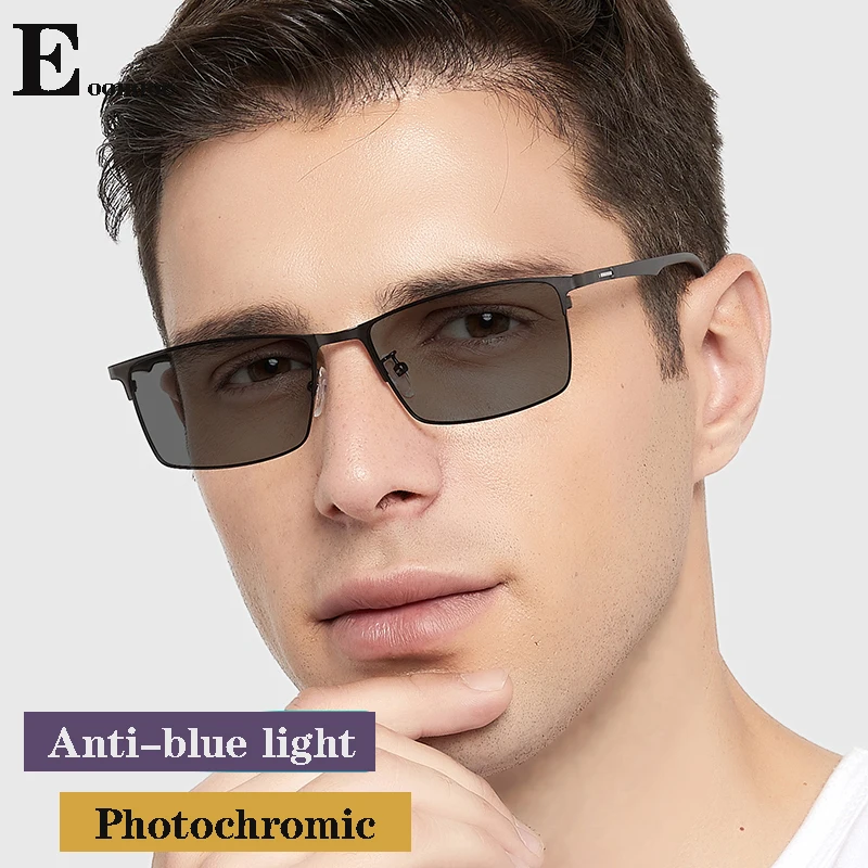 Moda Aolly Męskie okulary Ramka Antyniebieskie soczewki Krótkowzroczność Fotochromowe okulary do czytania Soczewki CR39