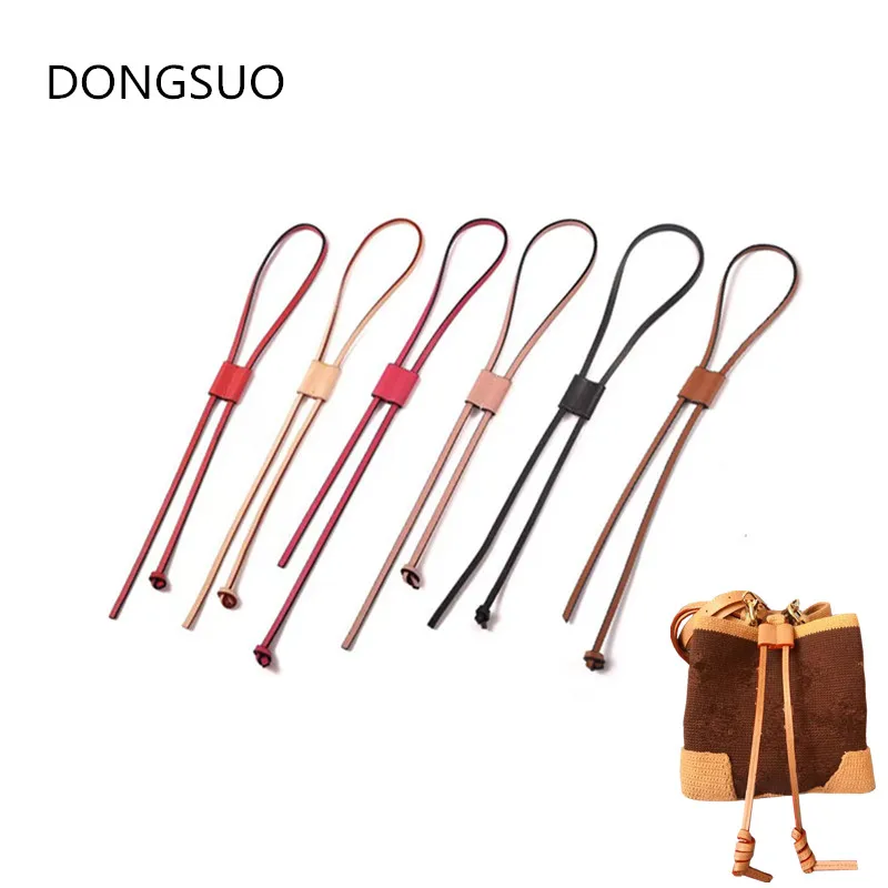 Bag strap 100% Vachetta genuine leather strap for designer brand bucket bag drawstring belt accessory bag parts