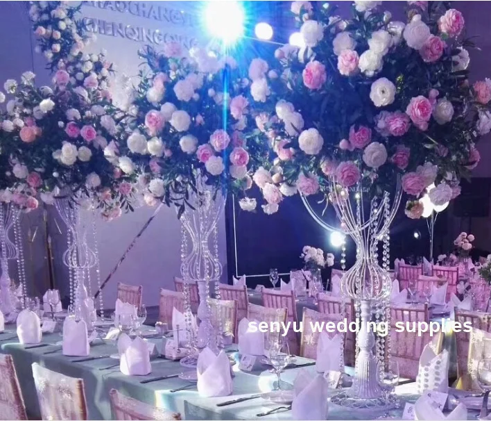 

wedding party decoration new design big metal stand rose flower arrangement backdrop without green leaves