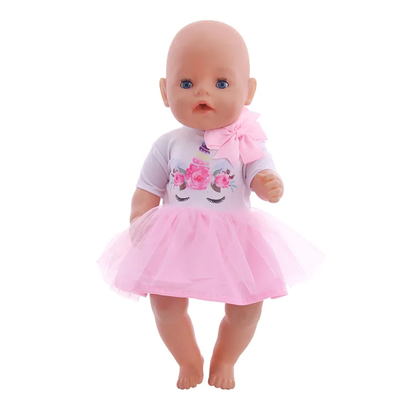 43cm Reborn New Born Baby Doll Unicorn Clothes Dress Shoes Backpack Fanny Waist Bag Cartoon Accessories 18 Inch American of gir