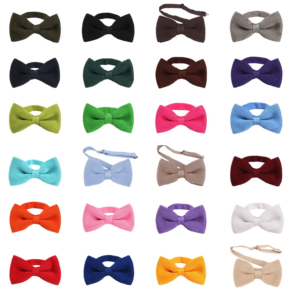 

Men Solid Color Knitted Crochet Adjustable Pre-tied Bowtie Party Wedding Bow Tie BWTQN0334