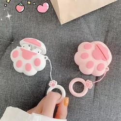Funda de silicona con diseño de Pata de Gato de dibujos animados en 3D para AirPods, funda de auriculares inalámbricos con Bluetooth para AirPods 1, 2, 3, Apple AirPods Pro, caja de carga