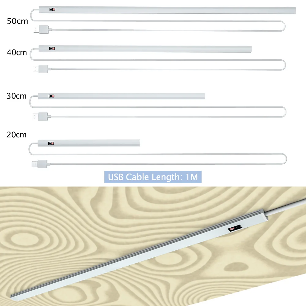 Imagem -03 - sob Gabinete Led Lâmpada de Cozinha Parede Mão Varrer Sensor Escurecimento Roupeiro Quarto Iluminação Noturna 5v Noite