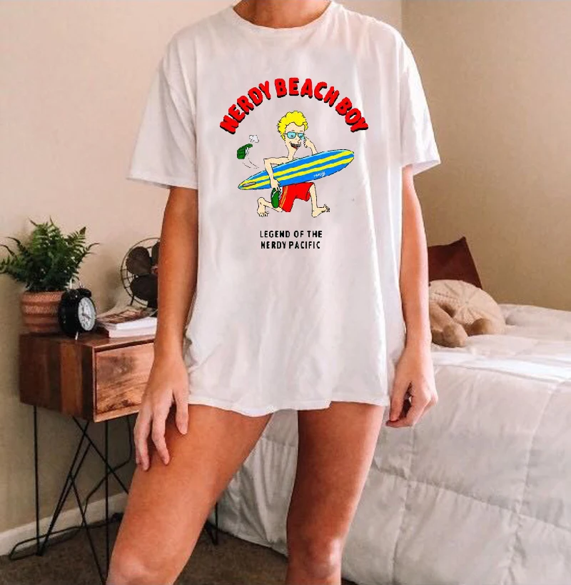 

Nerdy Beach Boy Sunny Surf Unisex T shirt Casual T-shirt Women's Fashion T-shirt