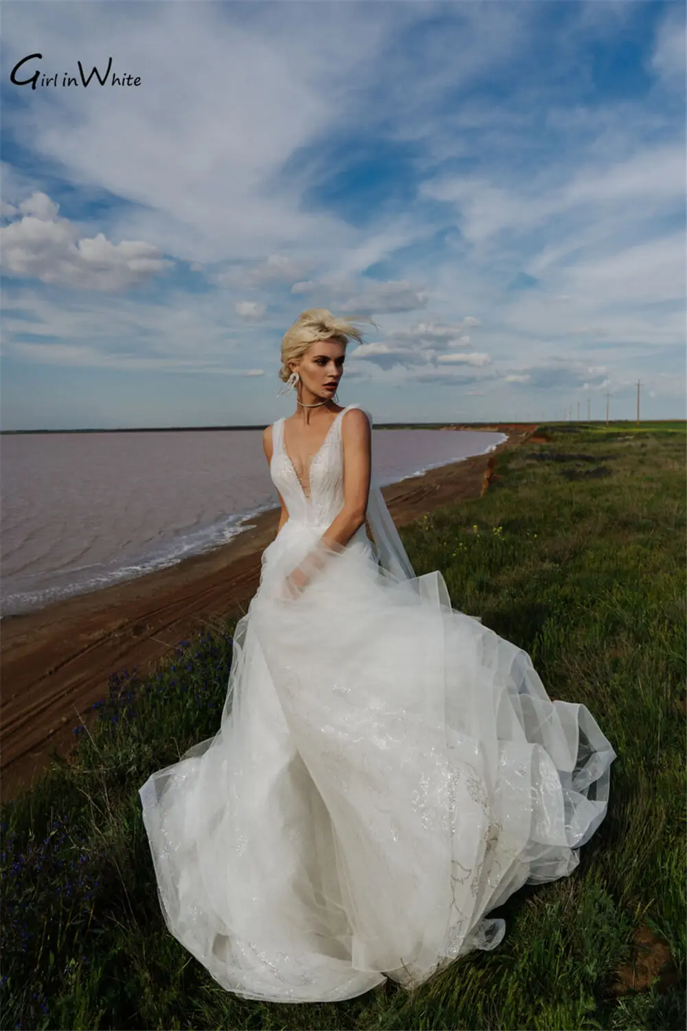 Robe de Mariée Sexy en Dentelle à Paillettes et Dos aux, Tenue de Style Boho à Manches Précieuses et Col en V Profond, pour Patients Personnalisés