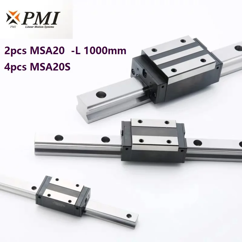 

2pcs origial Taiwan PMI MSA20 -L 1000mm linear guide + 4pcs MSA20S carriage blocks for CNC router