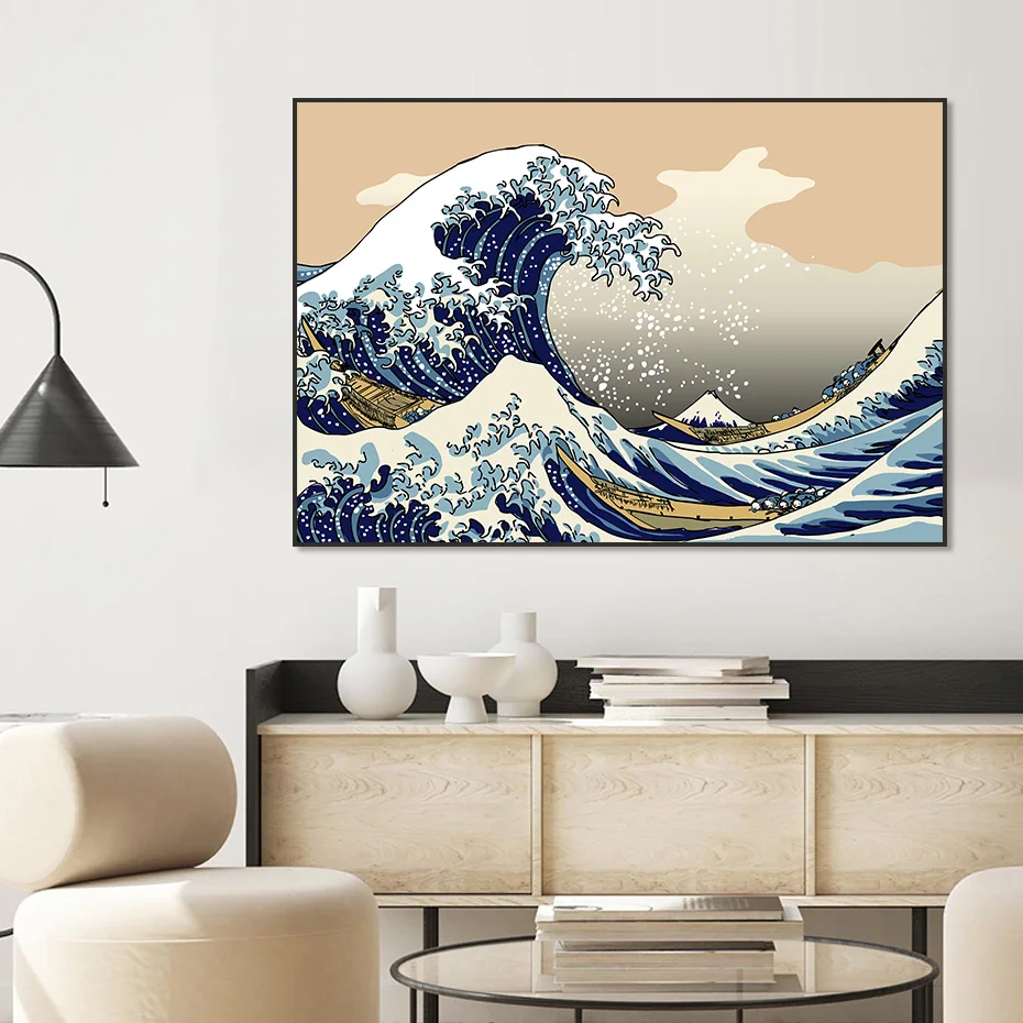 

Japanese Ocean Great Wave of Kanagawa Abstract Canvas Paintings Prints Poster Wall Art Seascape Pictures Living Room Home Decor