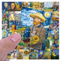 Van Gogh pintura adesivos, estética DIY, laptop, diário, mala, garrafa de água, decalque dos desenhos animados, adesivo para brinquedo do miúdo, 10 pcs, 30 pcs, 54pcs