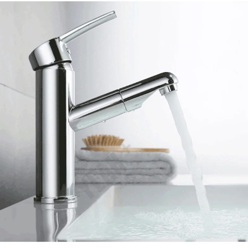 

Pull-out Hot and Cold Mixed Water Basin Faucet Copper Alloy Retractable Bathroom Washbasin Faucet Bathroom Bathtub Faucet