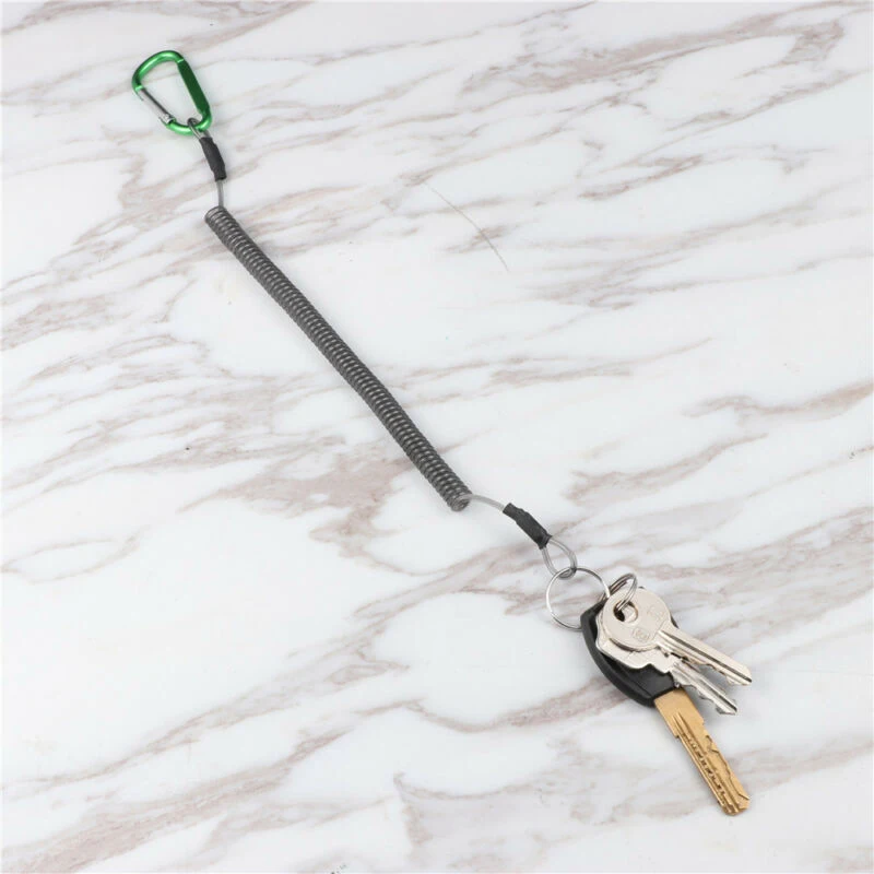 High Elastic Carabiner Wire Rope Keychain Anti-lost Lanyard Key Rope Retractable Wire Rope Fishing Gear Retractable Adjusted