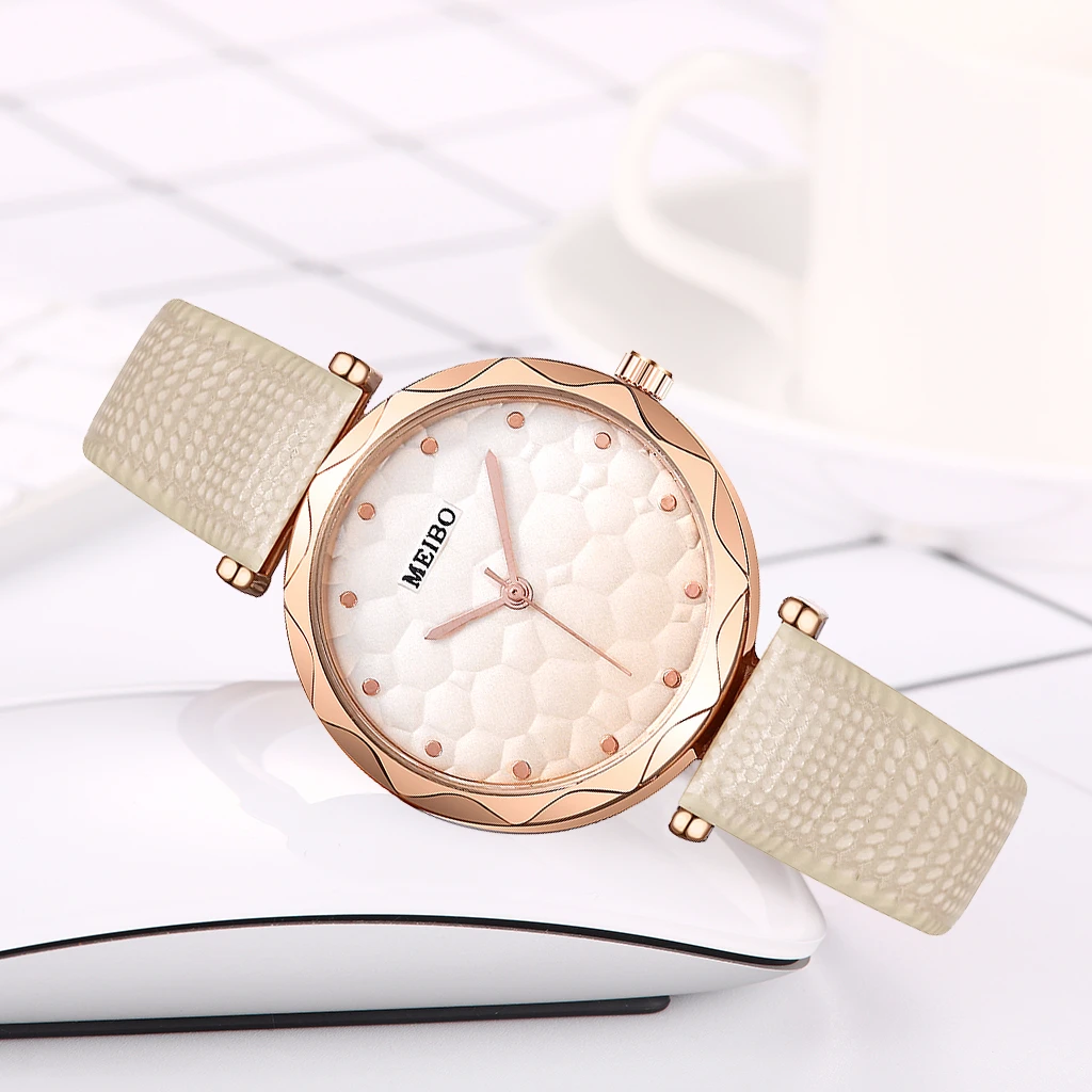 Reloj mujer Mode Frauen Candy Uhren Farbverlauf Skala Zifferblatt Quarzuhr Damen Pretty Leder Uhr relogio feminino