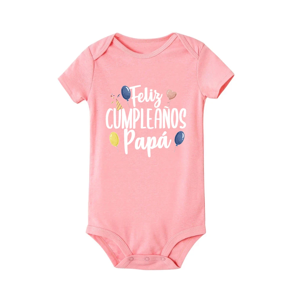 Feliz Cumpleanos Papa Spanish Newborn Rompers One Piece Toddler Infant Bodysuit Boy Girl Casual Clothes Happy Birthday From Baby