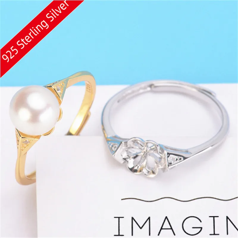 Free Shipping Wholesale 925 Sterling Silver Pearl Ring Accessories Types Creative Ring for Women DIY Pearl jewelry Gifts 2019J00