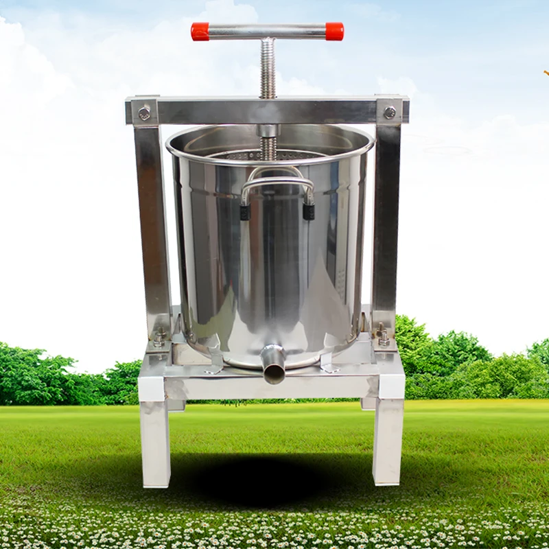 10 Litres Double Layers Luxury Stainless Steel Wine Press Fruit Press, Beekeeping Honey Press Machine, Solid Honey Presser