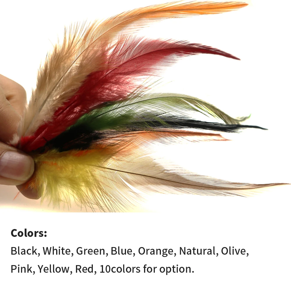 50 Stück Fliegenbindematerial: Natürliche Hühner-/Hahnsattelfedern für Streamer & Woolly Bugger Fliegen – Detail 3