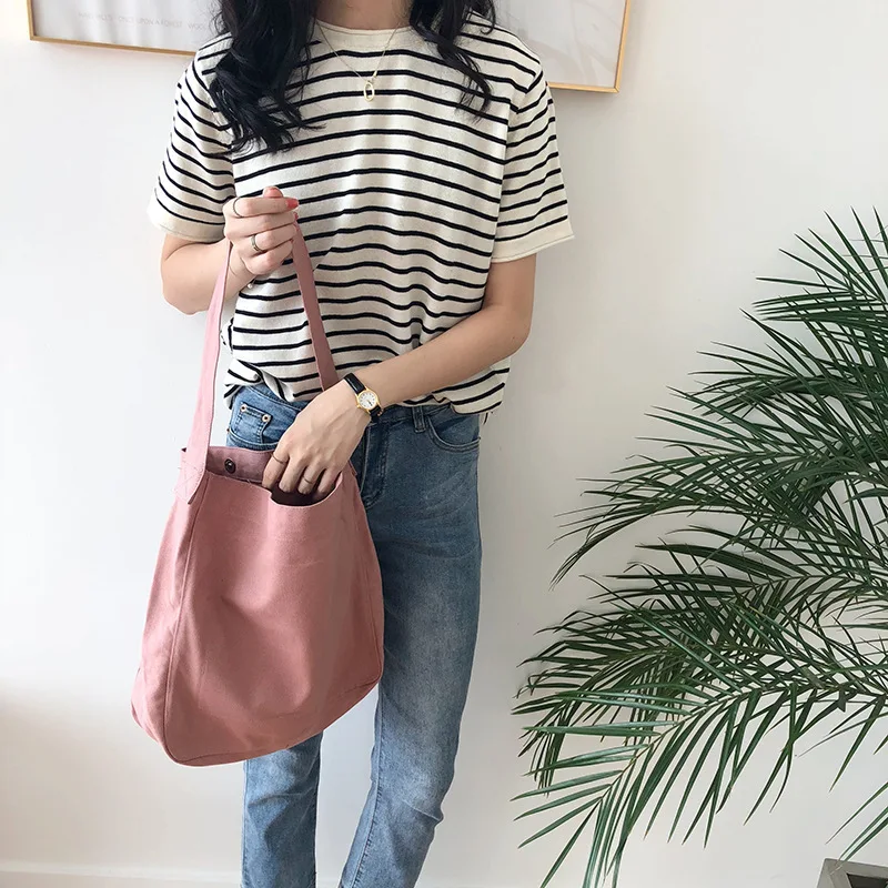 

Blank simple shoulder bag women canvas casual cloth bag wholesale large capacity tote bag soild color shopper bag