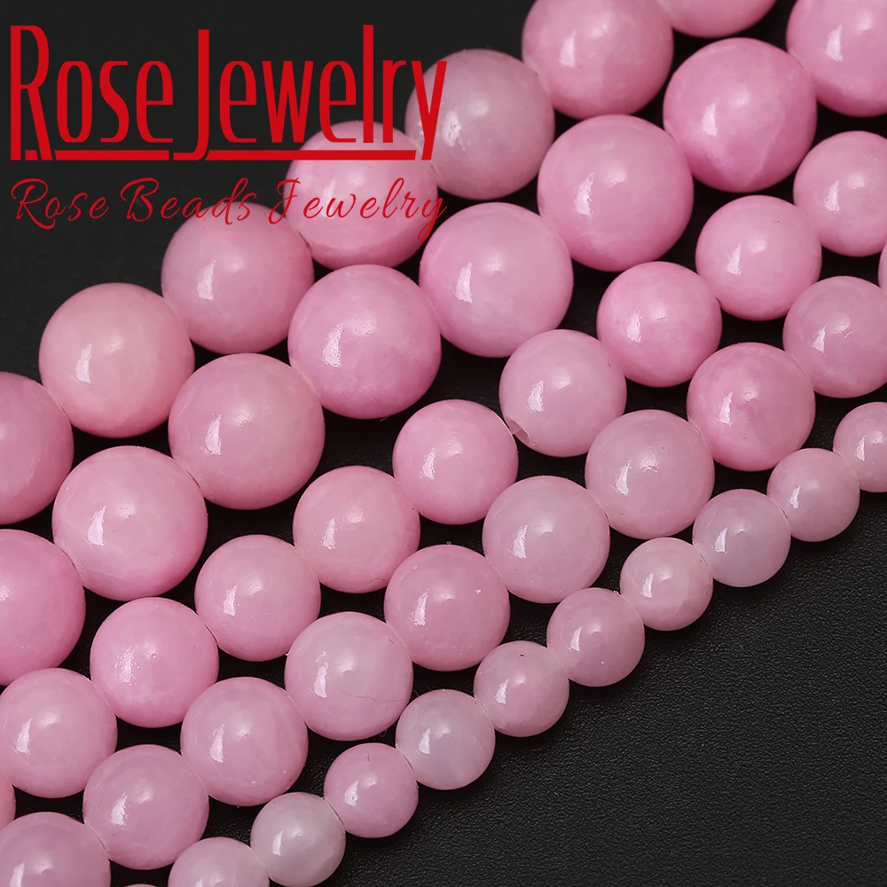 Wholesale Natural Stone Pink Jades Chalcedony Beads Round Loose Beads 4/6/8/10/12 mm For DIY Necklace Bracelet Jewelry Making