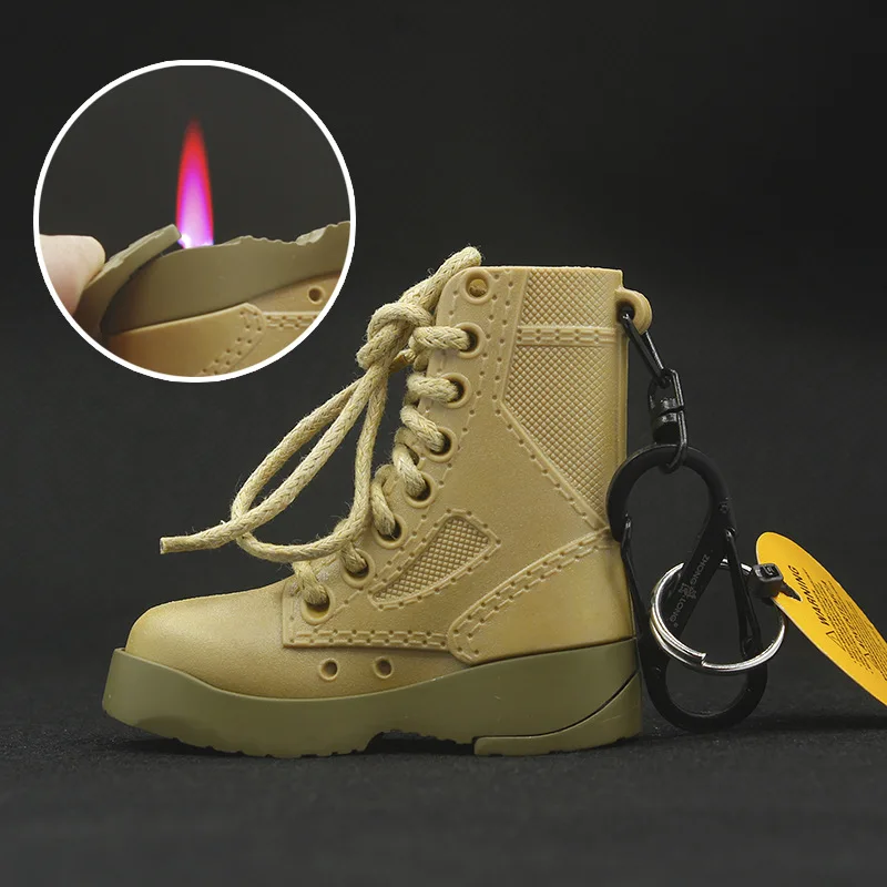 2021 New Shoe Shape Gas Lighter with Bottle Opener Windproof Red Flame Lighter Portable Key Chain Smoking Gadget