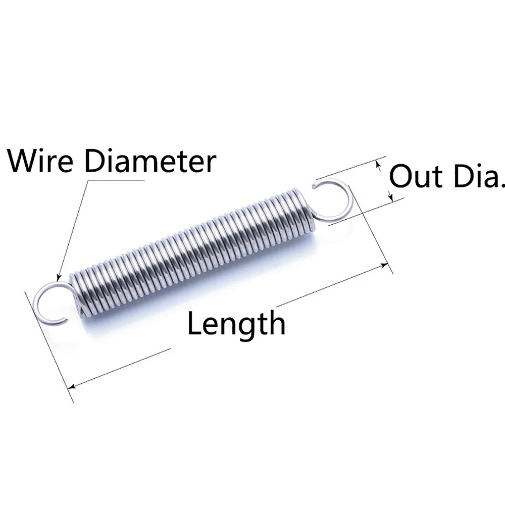 5pcs Extension Tension Spring Hook End Wire Diameter 0.5mm Length 70mm 80mm 90mm 100mm 120mm Out Diameter 3mm 4mm 5mm 6mm