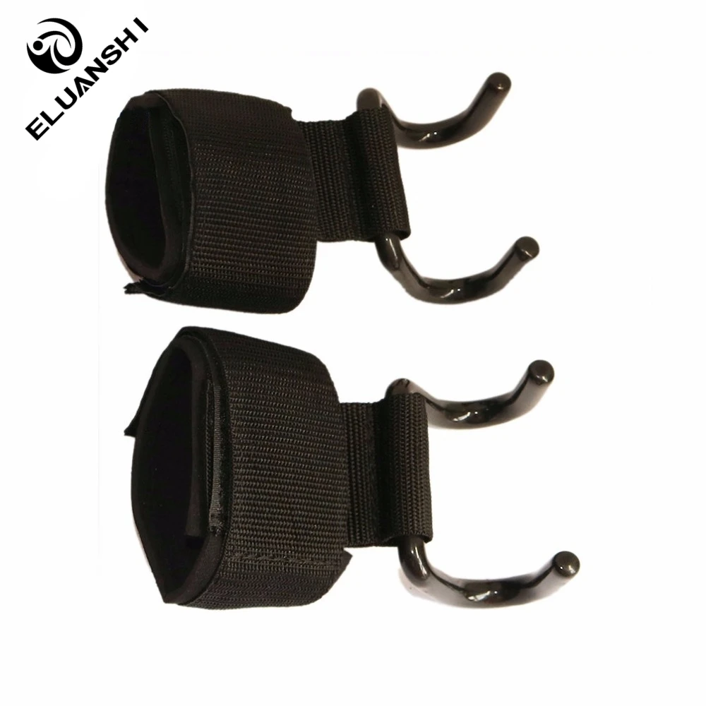 ELUANSHI-correas ajustables de acero para levantamiento de pesas, agarres fuertes para entrenamiento de fuerza, gimnasio, Fitness, negro, soporte