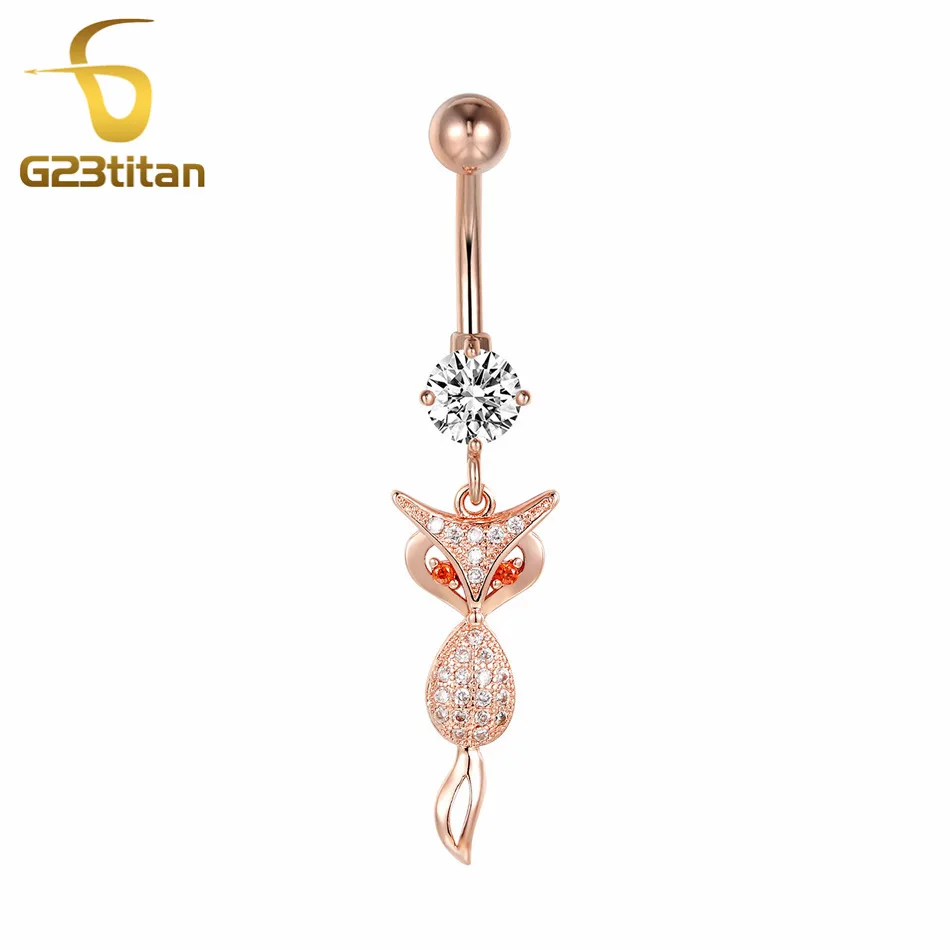 Sexy Women Jewelry Zircon Animal OWL Dangling Navel Ring Pink Golden Stainless Steel Barbell Belly Button Bar Piercing Ombligo