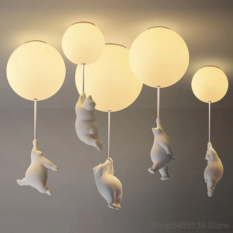 Modern Balloon Bear Ceiling Lights Cartoon Ceiling Lamps children's Room Kids Bedroom Lamp Living Room Home Decor Light Fixtures