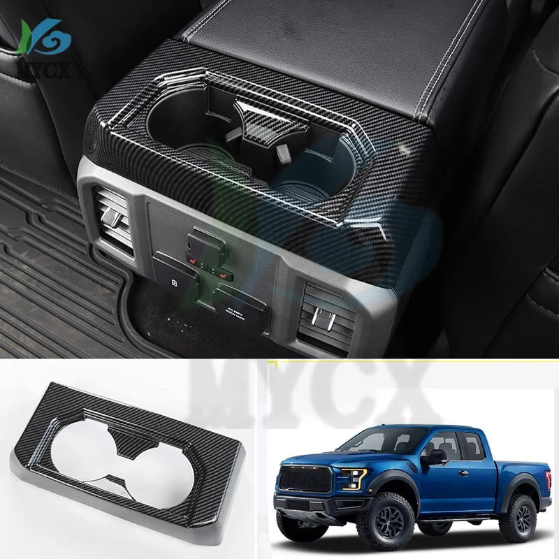 Fit for Ford Raptor F-150 2017 2018 2019 2020 Car Accessories ABS Carbon Water Cup Holder Sticker Cover Trim 1pcs