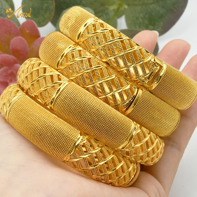 ANIID Dubai Bangles 24K Gold Color Afrykańska bransoletka dla kobiet Hurtownia designerskiej biżuterii ze stopu Luksusowa hawajska biżuteria ślubna