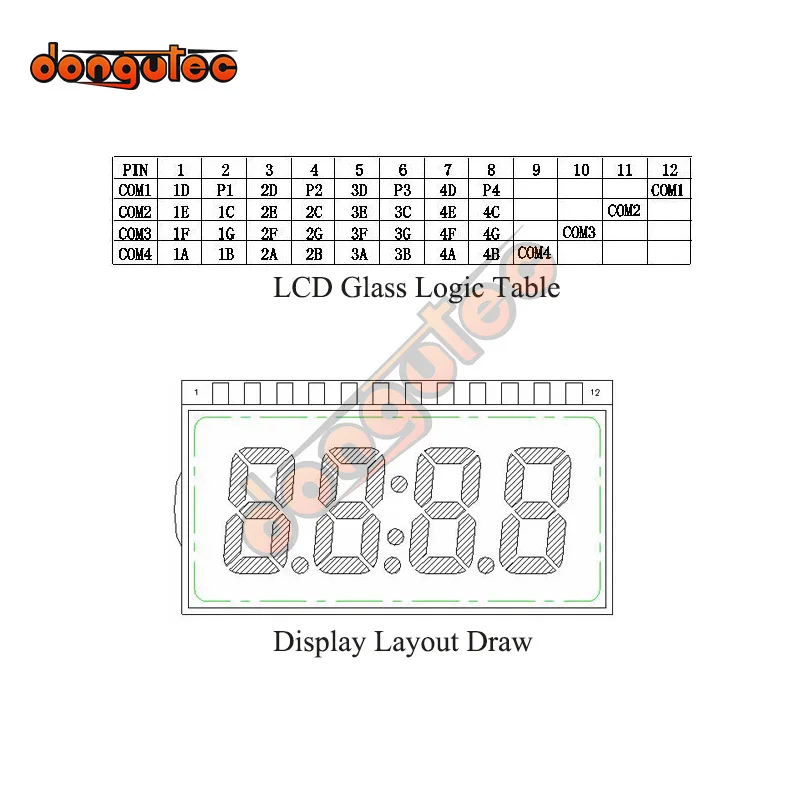 Brand New Customized "8.8.:8.8." Segment Digital LCD Module Display Screen Panel build-in HT1621 Controller in 3.3V