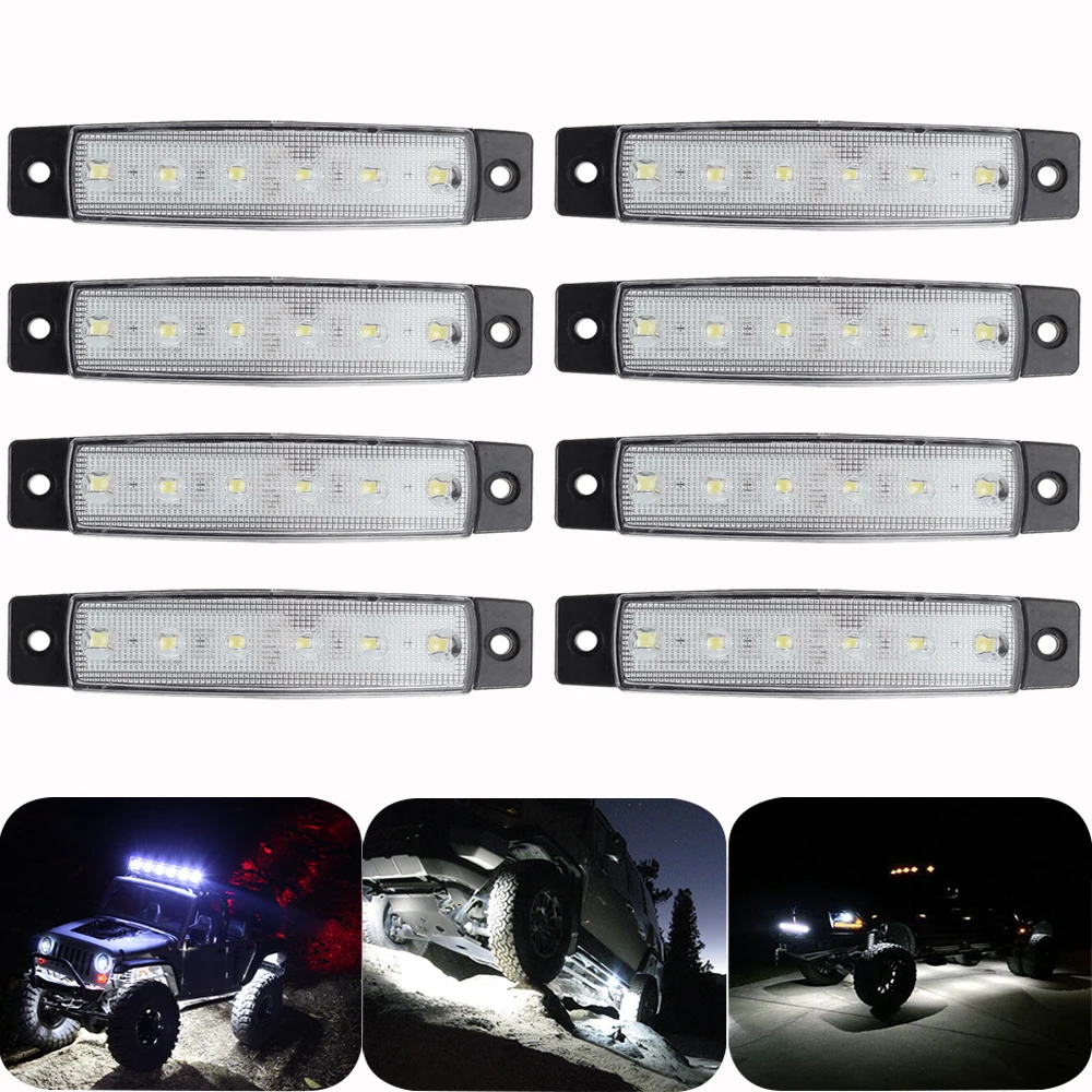 

8x White LED Rock Lights 3.8" Decorative Underbody Fog Light For Jeep Offroad Truck Boat UTV ATV 4x4 Waterproof