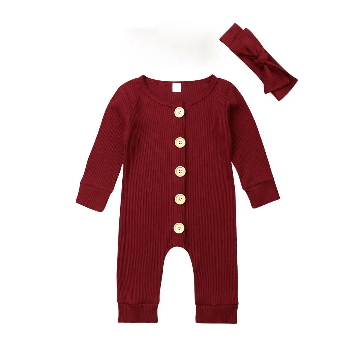 

FOCUSNORM Autumn Winter Romper Newborn Baby Boy Girl Long Sleeve Romper Jumpsuit Headband 2pcs Clothes Outfits For 3-18Months