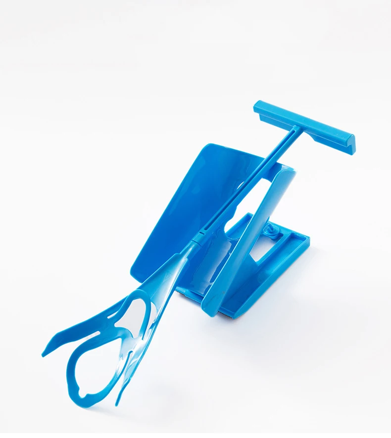 1pc Sock Slider Aid Blue Helper Kit Helps Put Socks On Off No Bending Shoe Horn Suitable For Socks Foot Brace Support