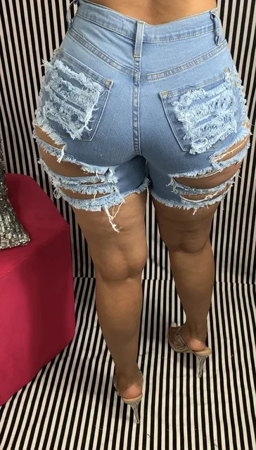2023 letnie nowe damskie zgrywanie spodenki jeansowe z wysokim stanem modne rozciągliwe szorty jeansowe typu slim fit damskie seksowne szorty
