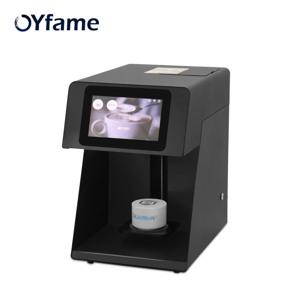 OYfame Automatic Coffee Printer brown color Coffee Printing Machine For Coffee Beer Juice cake Latte printer With Wifi