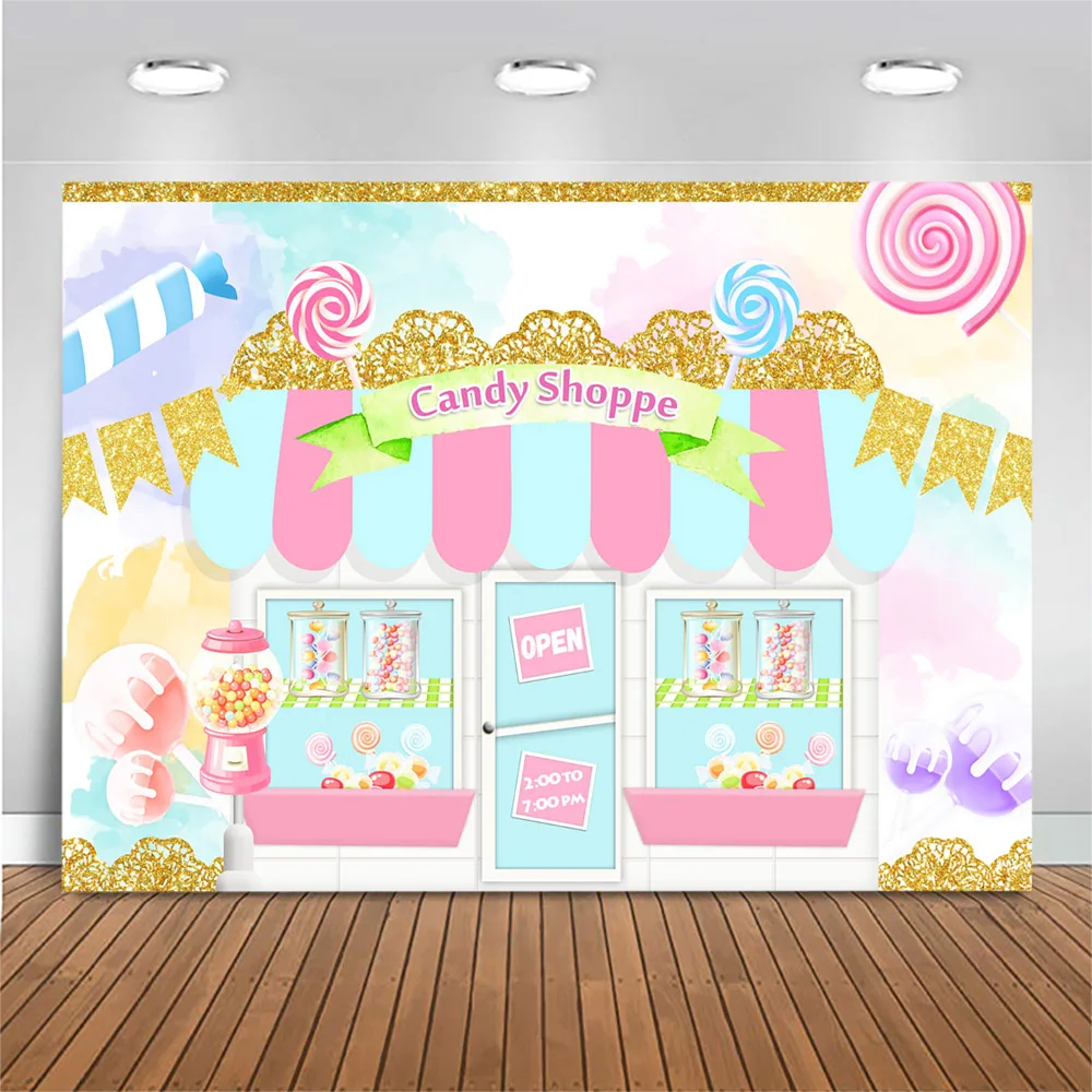 

Mocsicka Candy Shoppe Backdrop for Photography Baby Kid Birthday Photo Backdrops Decoration Banner Photo Shoot for Photo Studio