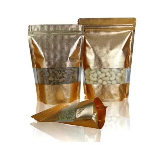 Thick Gold And Silver Front Window Zipper Bag Small Dried Fruit Food Moisture-proof Packaging Sealed Bag