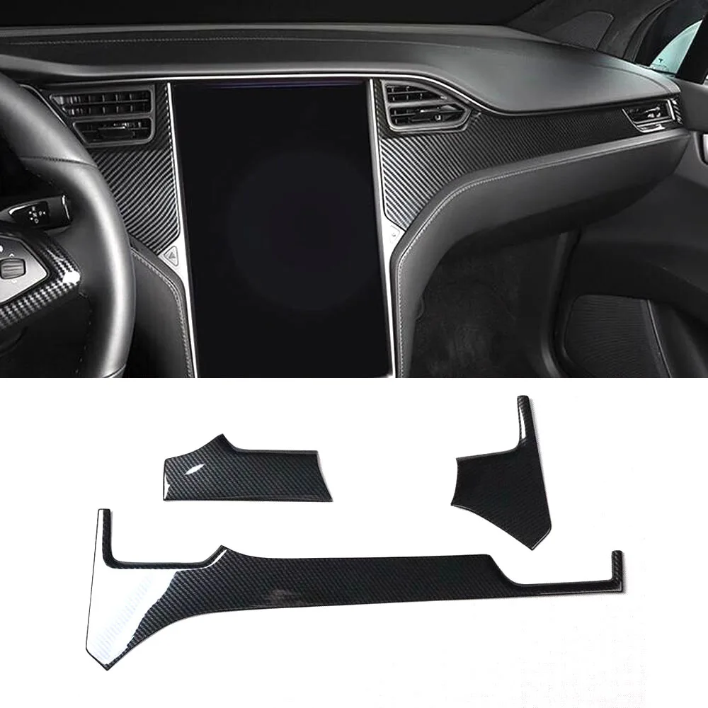 For Tesla Model S 2014-2019 Car Dashboard Decoration Strips Trim Styling Interior ABS Auto Accessories 3Pcs/set